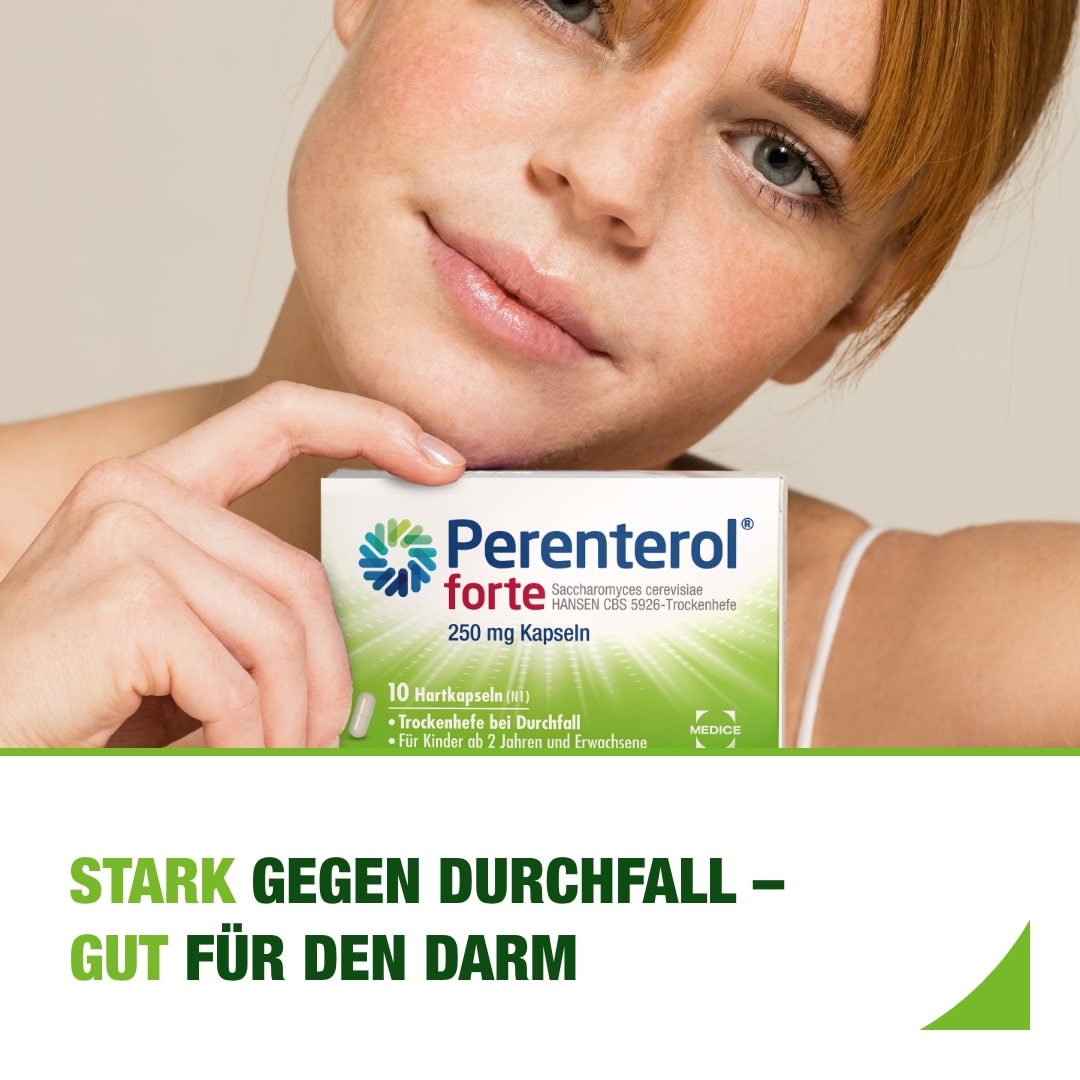 Perenterol forte 250 mg bei akutem Durchfall und zur Vorbeugung 10 Stück